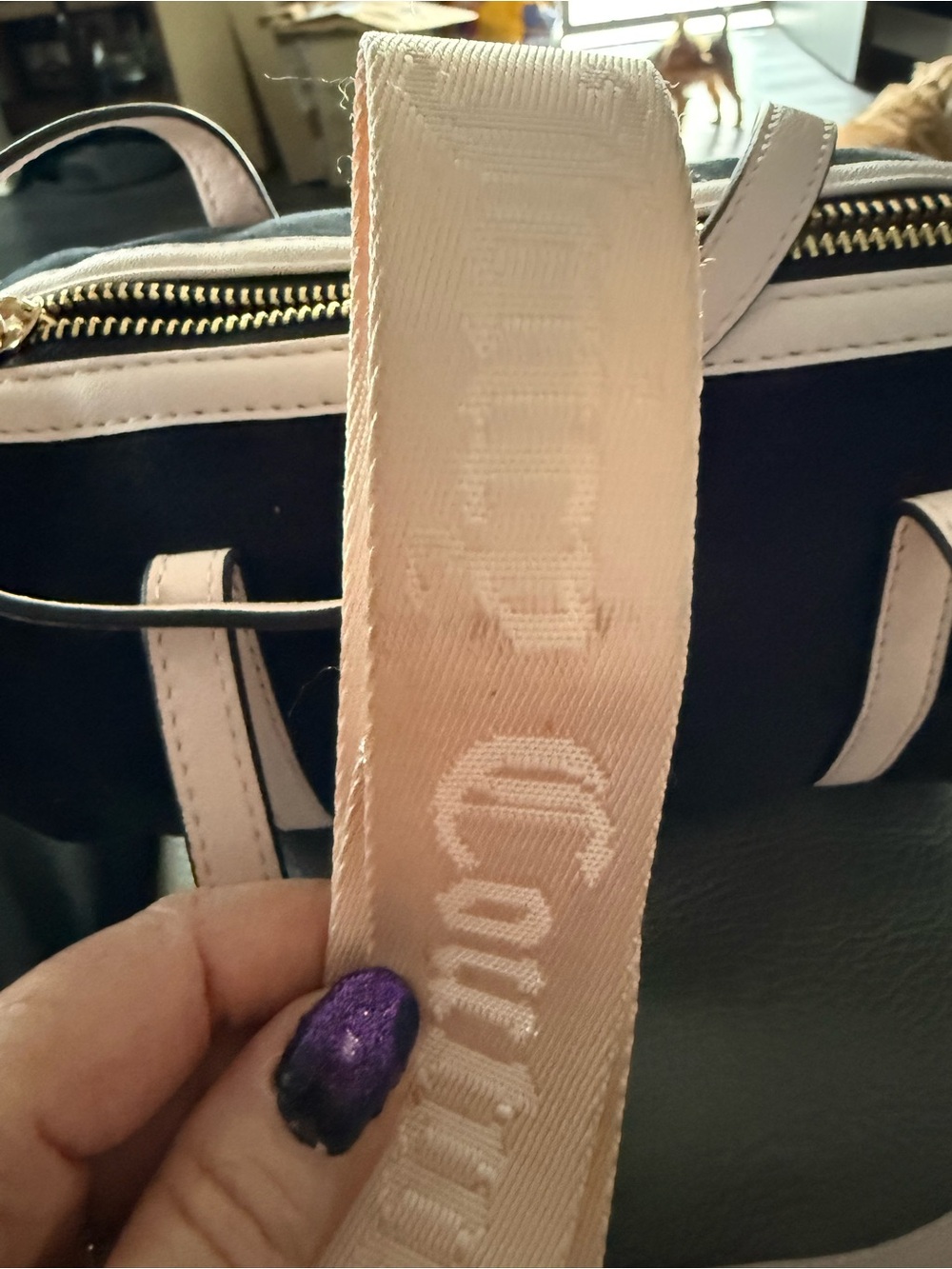 Juicy Couture Black Mini Barrel Bag with Pale Pink Trim - Picture 7 of 11